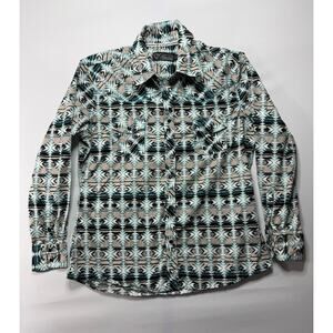 Cowgirl Hardware Women's Long Sleeve Aztec Print Pearl Snap Shirt - Size L*